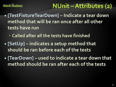 c nunit test tear down|nunit teardown method.